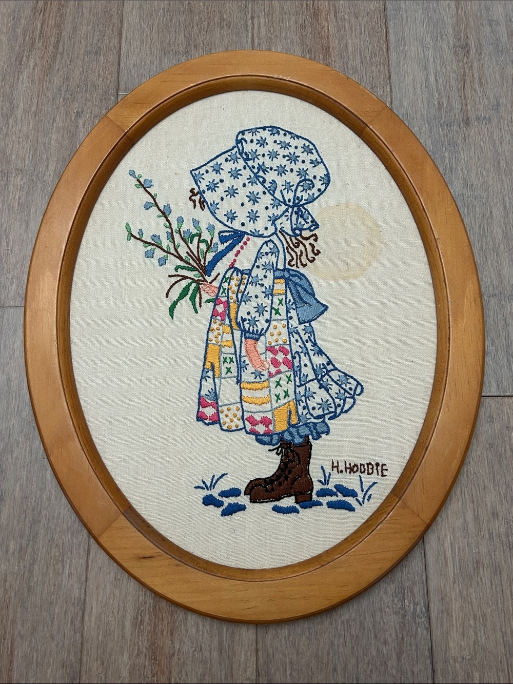 Old Vintage Holly Hobbie Needpoint framed artwork